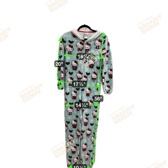 Hello Kitty Womens Union Suit One Piece Pajamas Jumper Christmas Sz S Blue - Picture 8 of 9